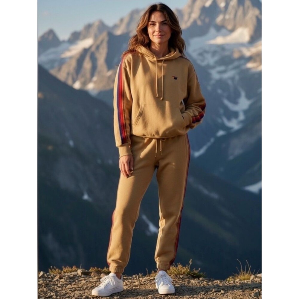 Aviator Nation Tan Joggers with Velvet Stripes